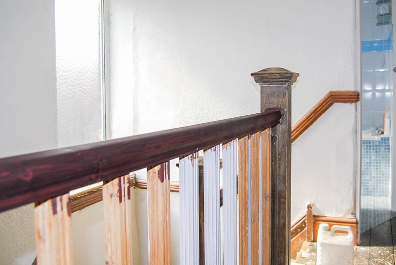 Mahogany stained handrail