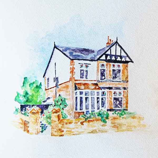 watercolour house portrait