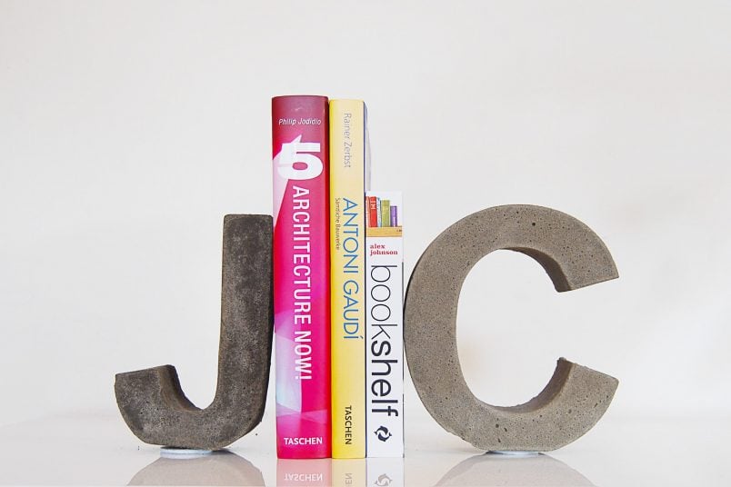 DIY Concrete Letter Bookends | Little House On The Corner