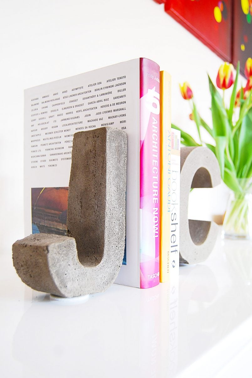 DIY Concrete Letter Bookends | Little House On The Corner