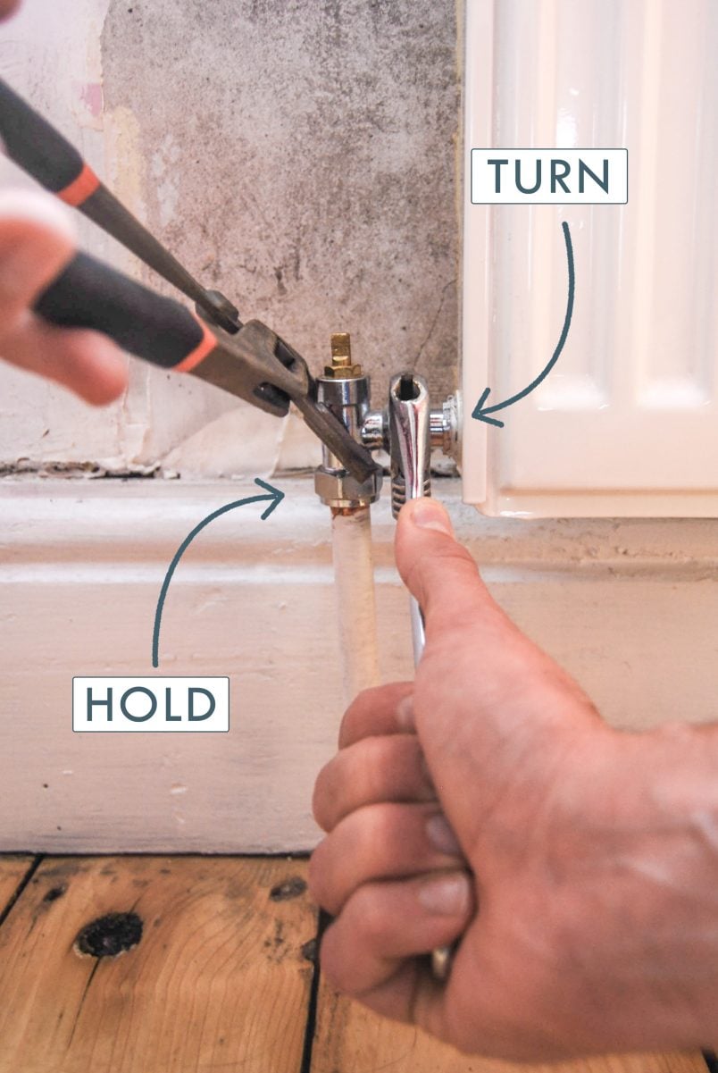 How To Remove A Radiator - Unscrewing Valve