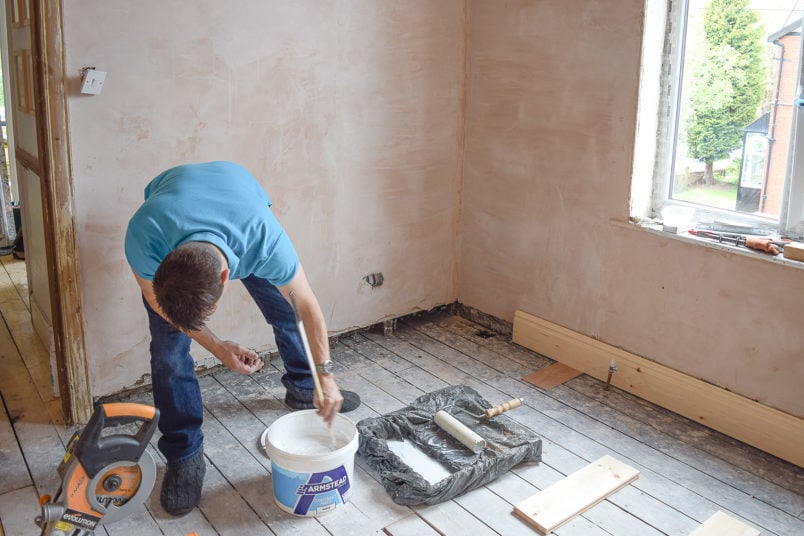 Mixing Paint For Mist Coat On Freshly Skimmed Walls