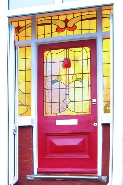 Edwardian Front Door With Stained Glass