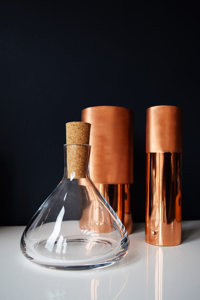 Copper and Glass Vases