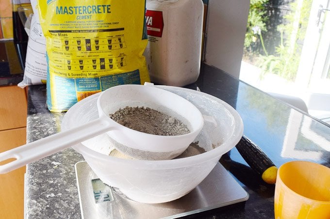 DIY Concrete Dipped Vase - Mixing Concrete