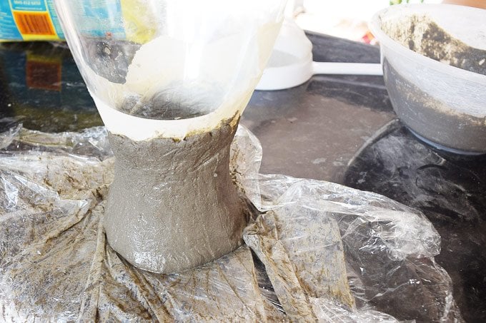 DIY Concrete Dipped Vase - Smoothing Concrete