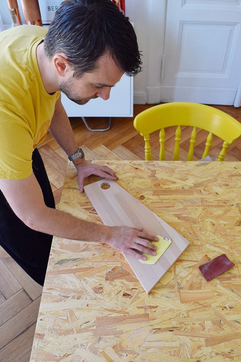 DIY Geometric Chopping Boards - Sanding | Little House On The Corner