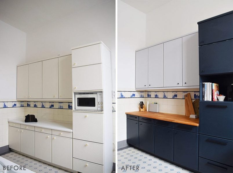 How To Paint Laminate Kitchen Cabinets, Before And After Kitchen Painted Cabinet Photos