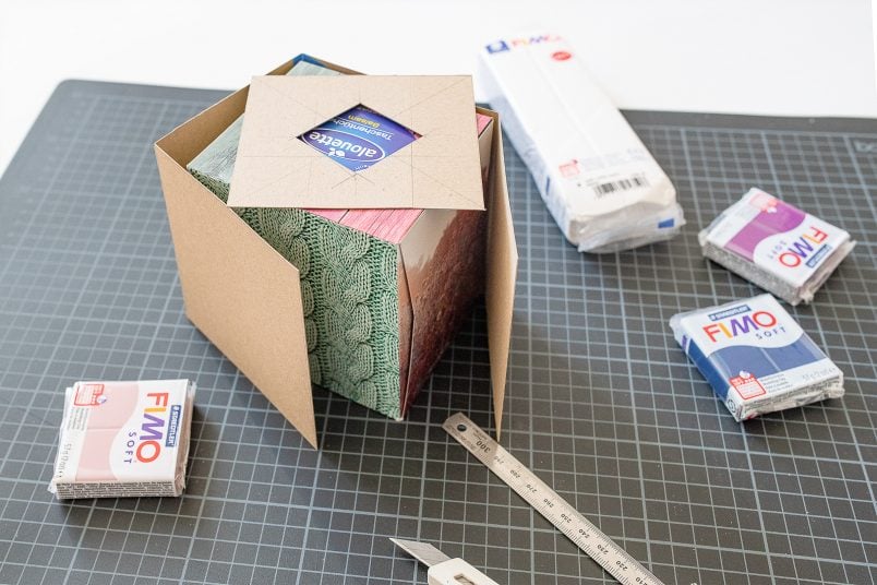 DIY Terrazzo Tissue Box Cover - Make A Template | Little House On The Corner