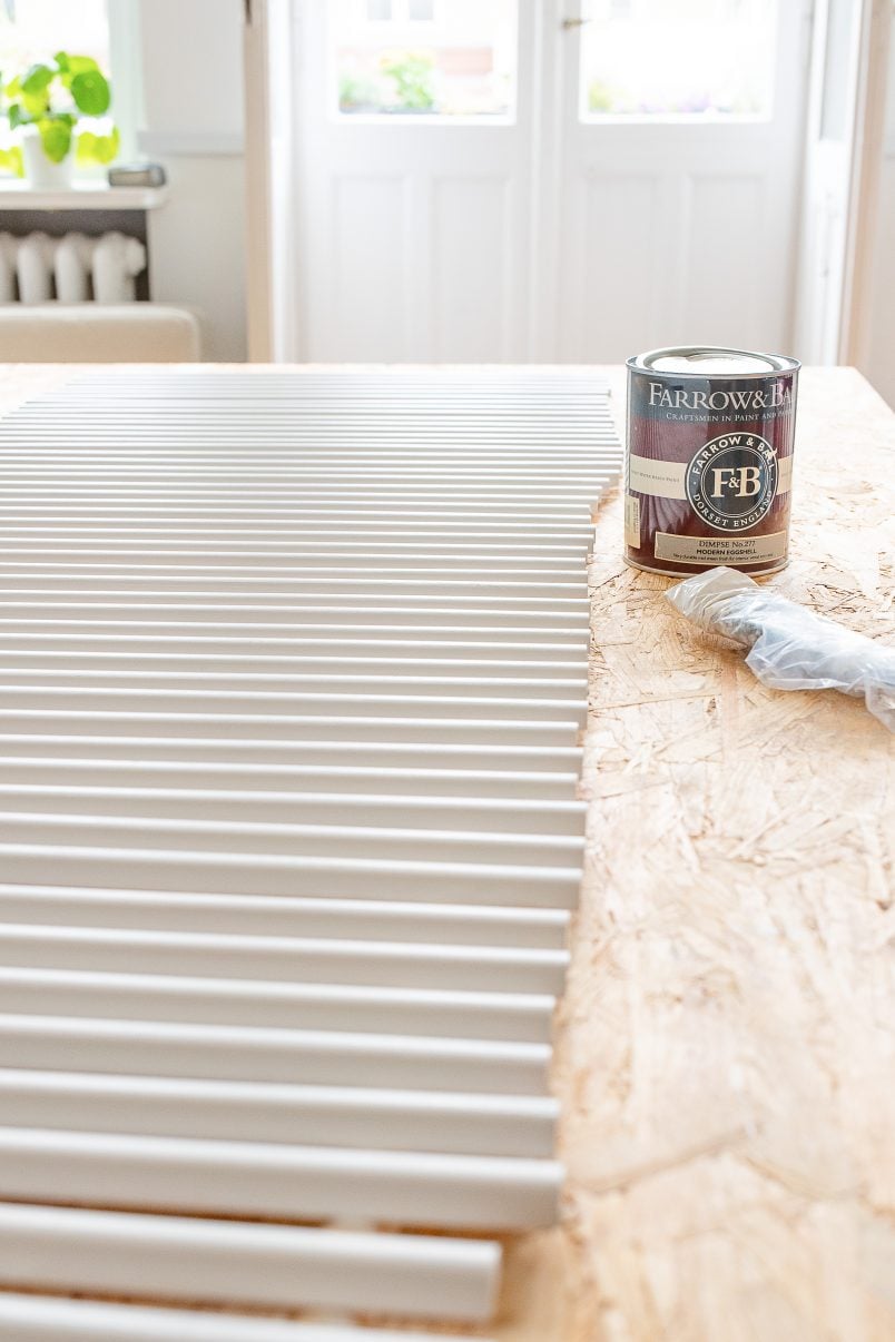 DIY Reeded Coffee Table - Painting Slats
