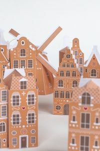 Gingerbread style paper advent calendar village - Little House On The Corner