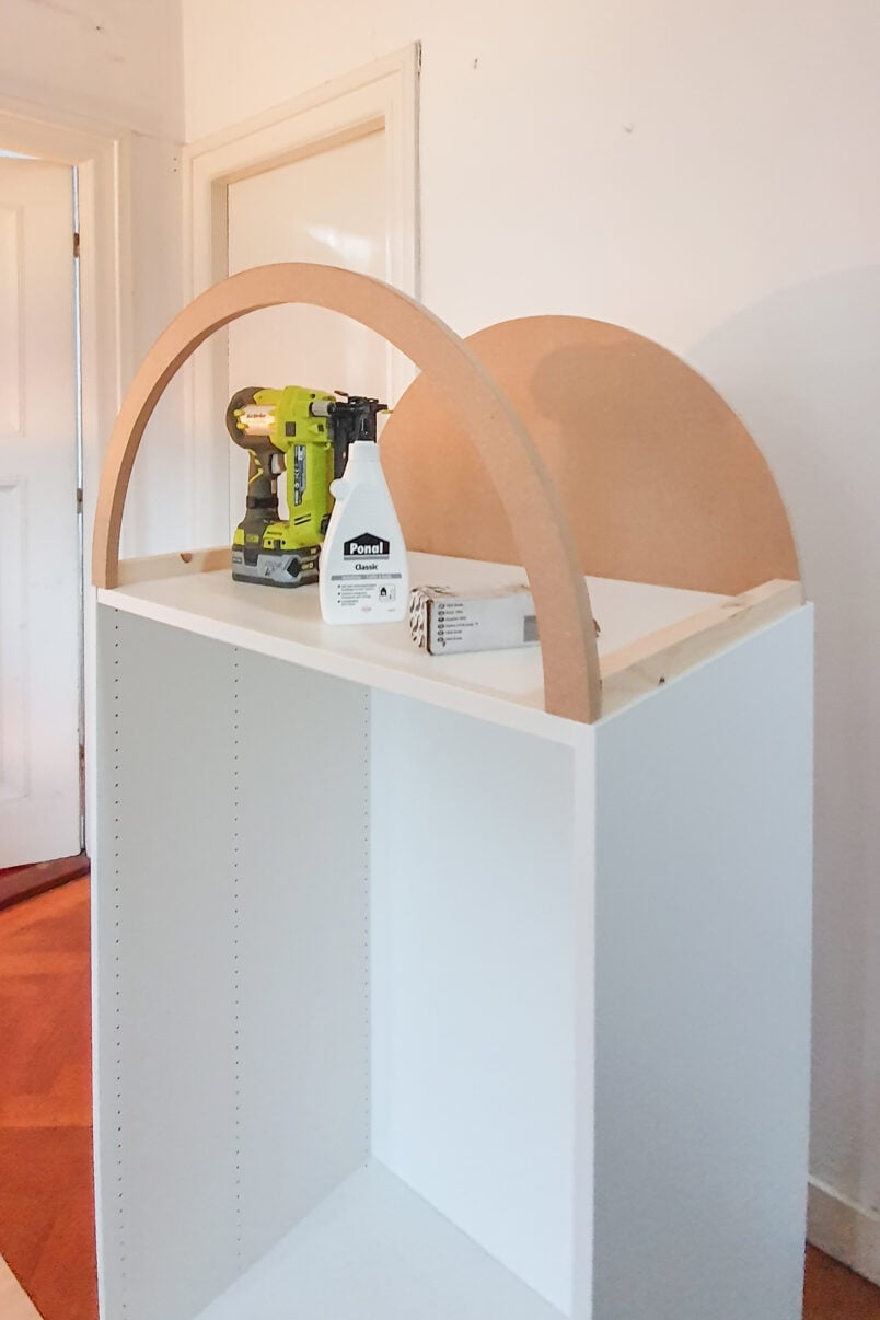 Adding an arched top to an IKEA Platsa Cabinet