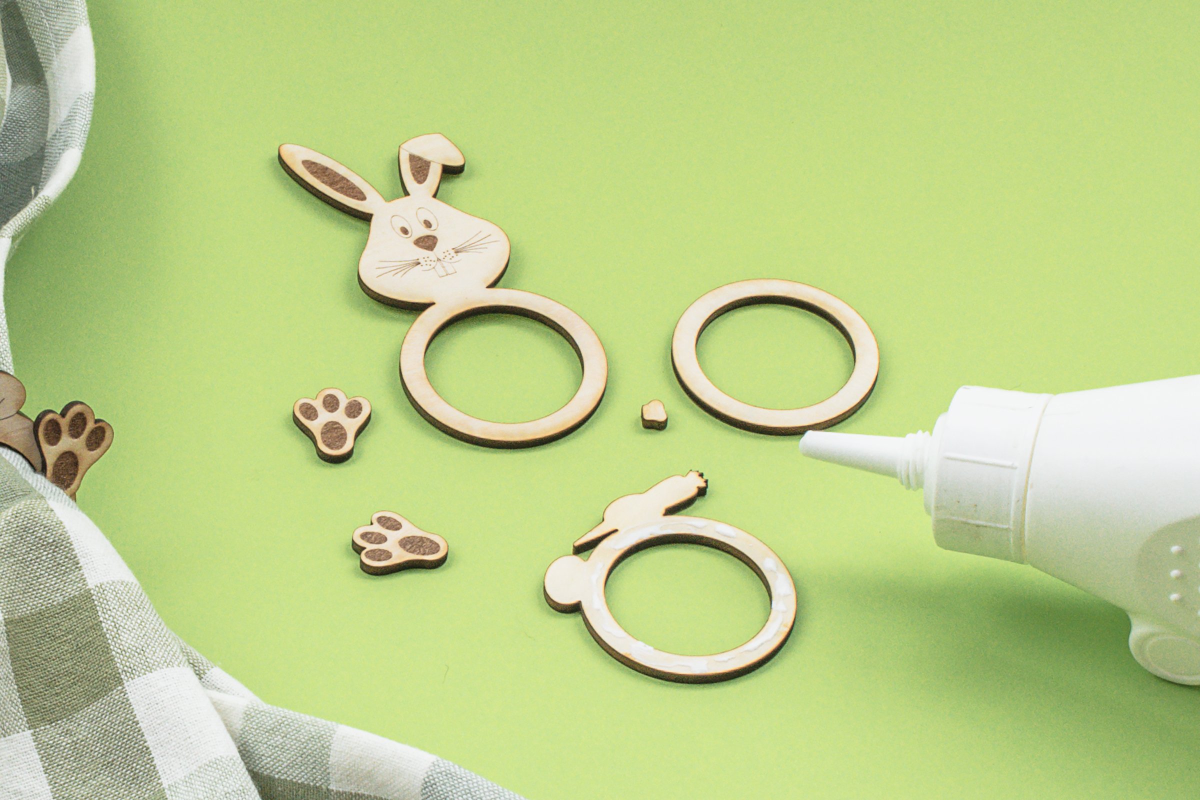 Assembling lasercut bunny napkin rings