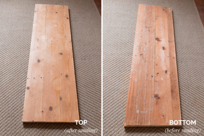DIY-Console-Table---Top-&-Bottom-Before-and-After-Sanding