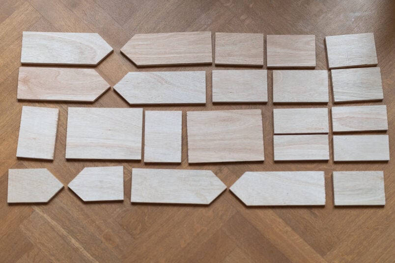 pieces of wood prepared for diy storage bin