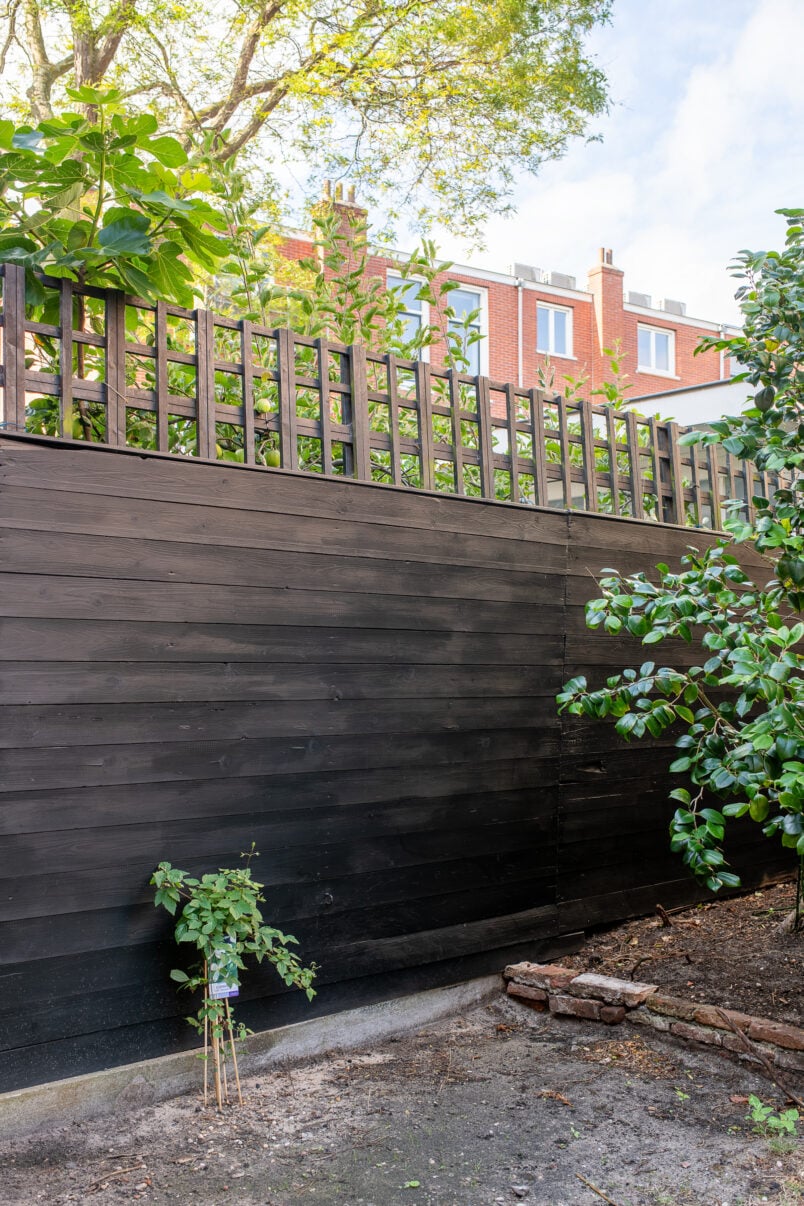 painted black plank fence