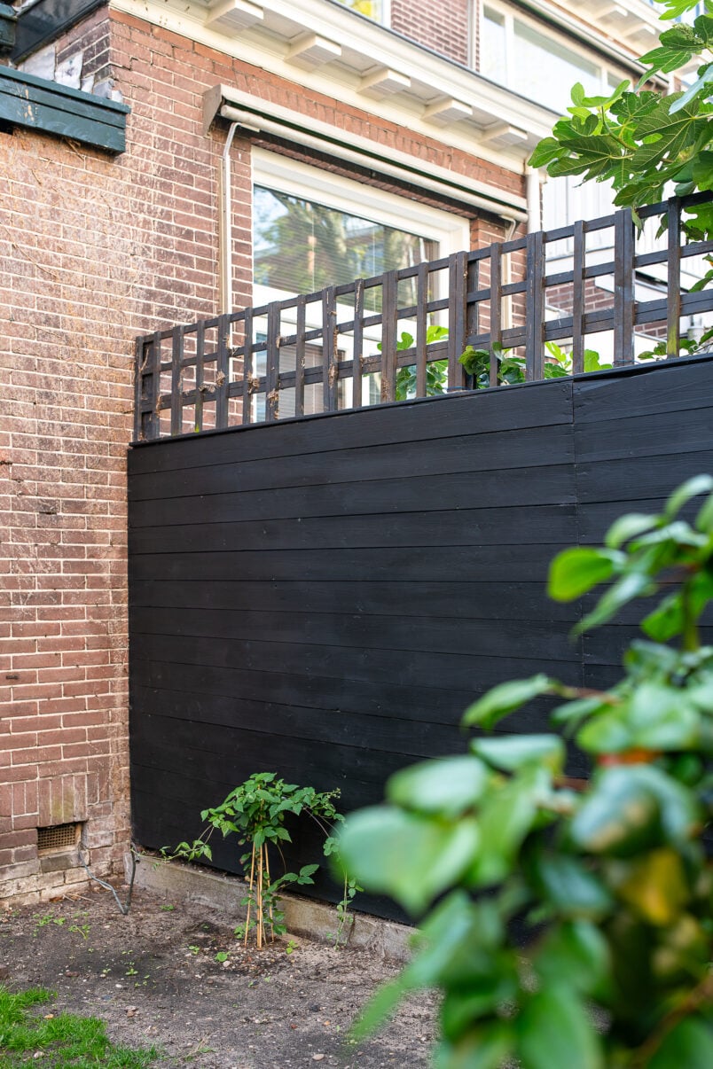 painted black wood garden fence
