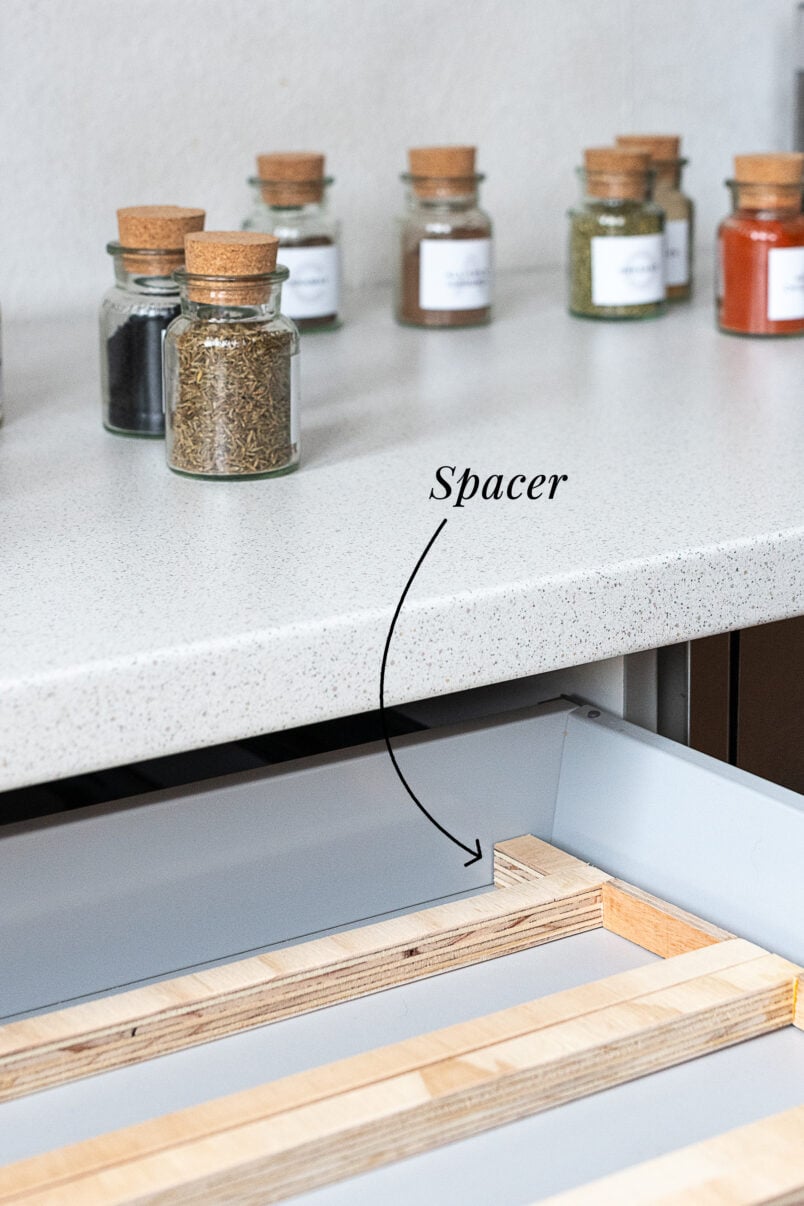 DIY spice drawer with spacers