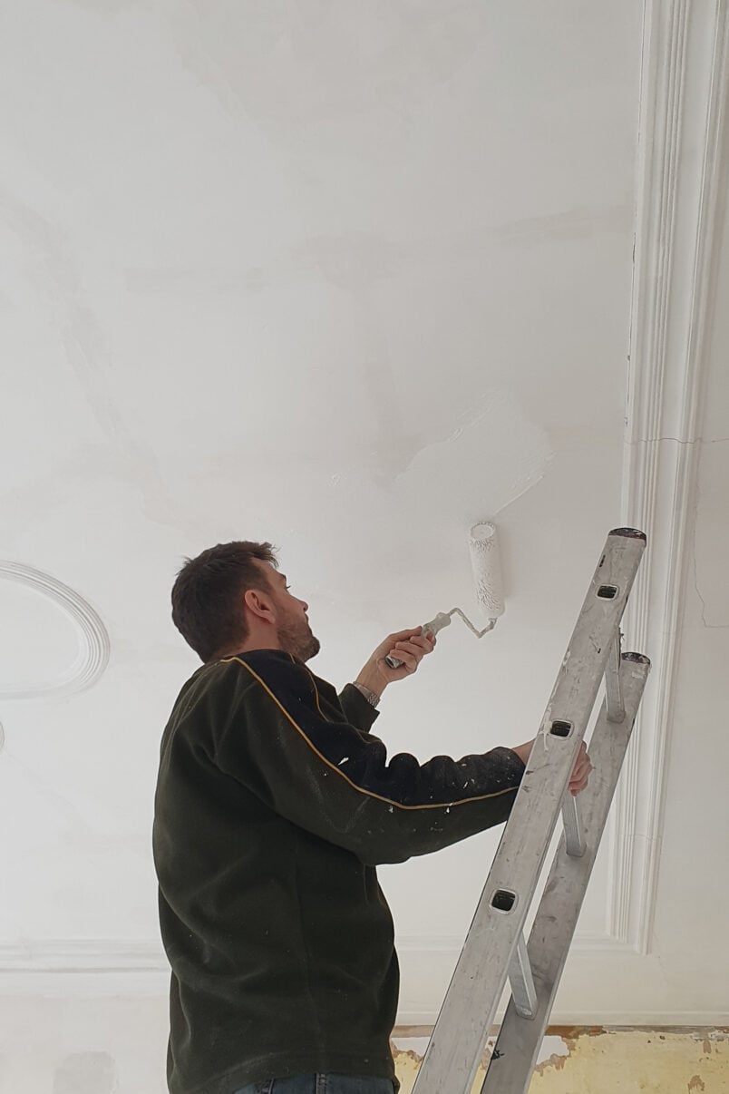painting over repaired ceiling cracks