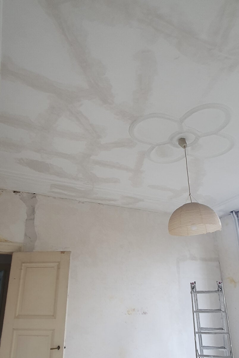 second coat of plaster over cracks in ceiling